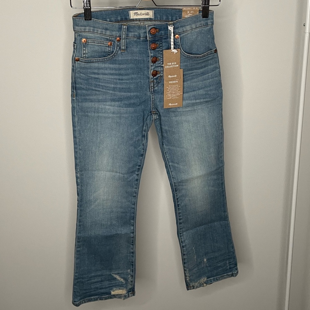 NWT MADEWELL Cali Demi Boot size 25 Petite Cropped Flare Blue Jeans